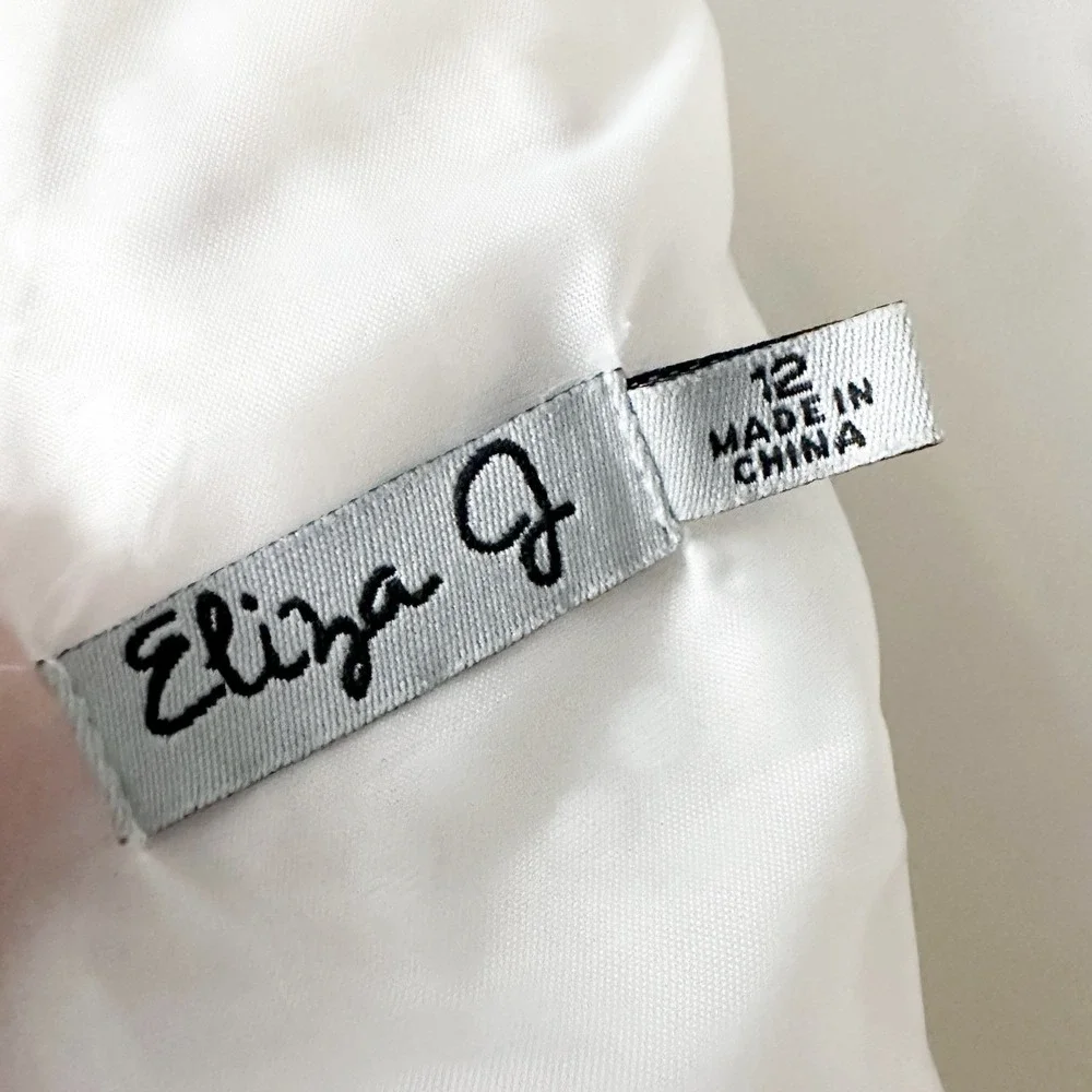 Eliza J White Shimmer Embellished Neckline Sleeveless‎ Fit Flare Dress Size 12 - Picture 10 of 15